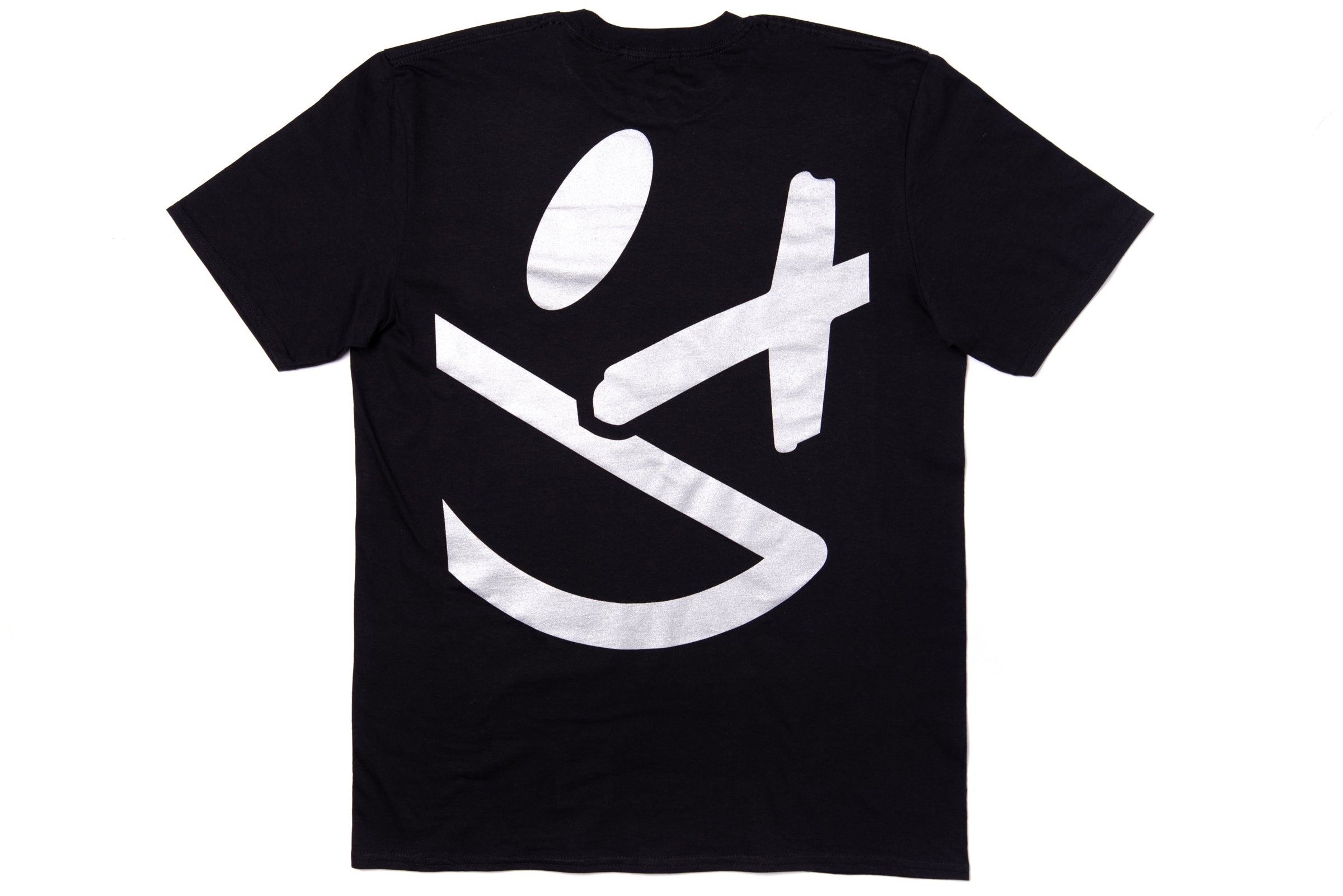 Big Smiley Tee [Black/Metallic Silver Print]