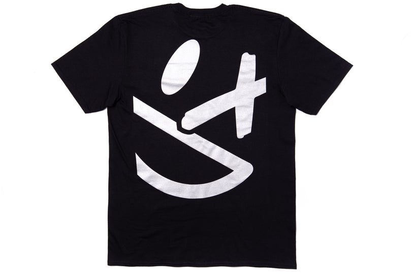 Big Smiley Tee [Black/Metallic Silver Print]